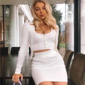 Meshki diamante white skirt set